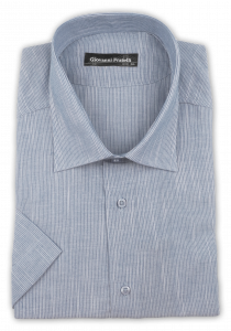Фото Рубашка c коротким рукавом серо-голубая Giovanni Fratell артикул: 2245-4 Класичний крій