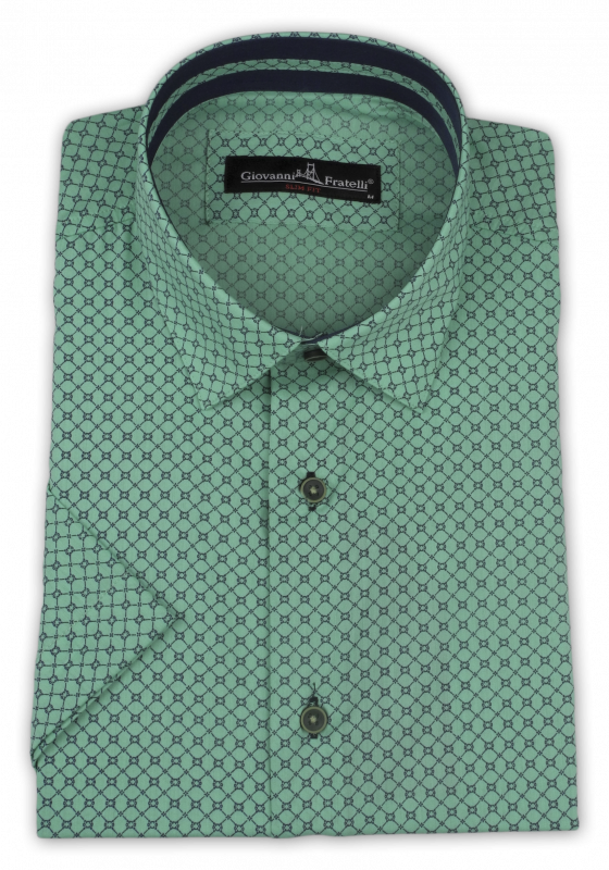 Фото Рубашка с коротким рукавом мятная Giovanni Fratelli артикул: 4036-1 Приталений крій
