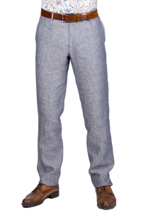 Фото товара Брюки синие льняные MAIKLEN, артикул: 074063 Брюки