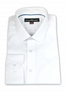 Фото Рубашка белая тканевый узор в точку, для большого роста Giovanni Fratelli артикул: 0166-1 Приталені