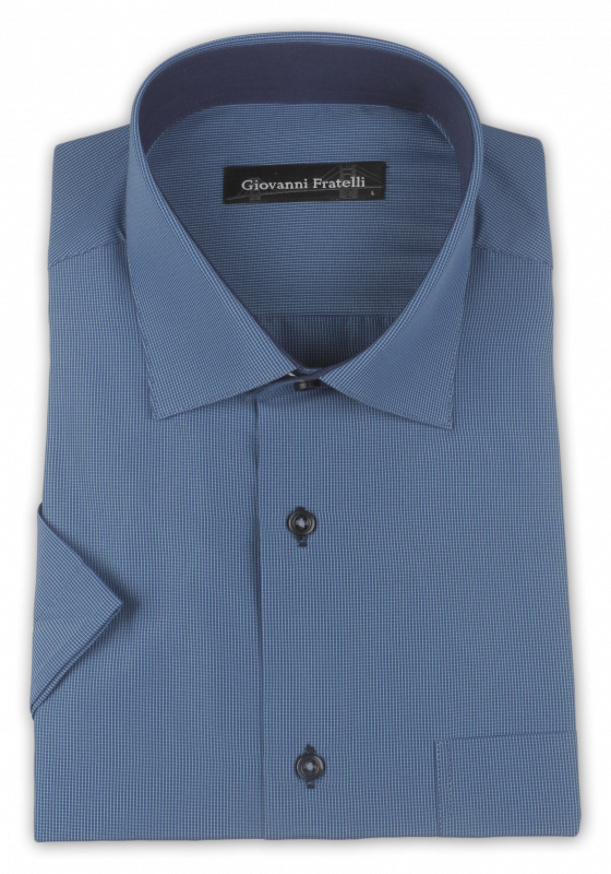 Фото Рубашка c коротким рукавом синяя Giovanni Fratell артикул: 0343-3 Класичний крій