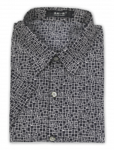 Фото Рубашка с коротким рукавом черная Long Goun артикул: 260157-1 Класичний крій