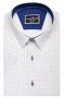 Фото Рубашка с коротким рукавом белая в узор, горловина темно-синяя GIOVANNI FRATELLI артикул: 1504-5 Приталений крій