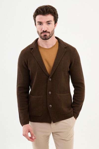 Кардиган темно-коричневийтрикотаж накладні кармани MCR, розмір 2XL 49830-49957 фото
