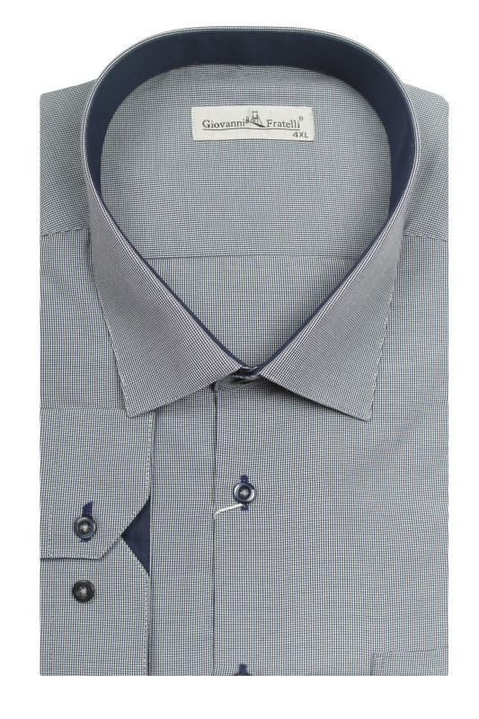 Фото товара Сорочка темно-синя в дрібну білу клітинку Giovanni Fratelli, артикул: 0349-8965 Класичні 