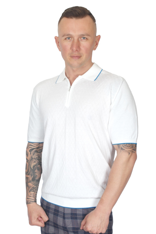Фото товара Футболка-поло біла текстурна  ENRICO CERINI, артикул: 213017 Футболки та поло