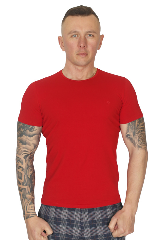 Фото товара Футболка червона однотонна MCR, артикул: 36362-896222 Футболки та поло