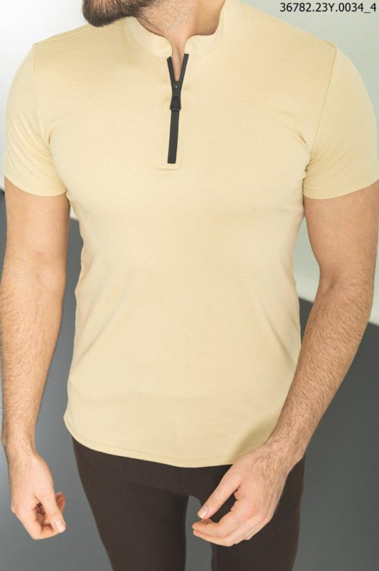 Фото товара Футболка  на блискавці бежева MCR, артикул: 36782-1 Футболки та поло