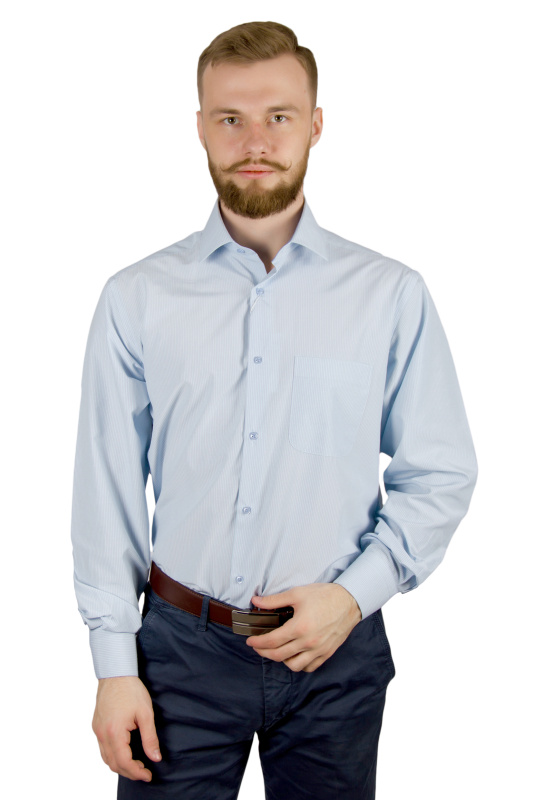 Фото товара Рубашка голубая в полоску  Giovanni Fratelli, артикул: 0343-432 Класичні 