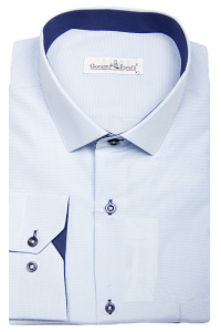 Фото товара Рубашка светло-голубая мелкая клетка GIOVANNI FRATELLI, артикул: 0343-8 Класичні 