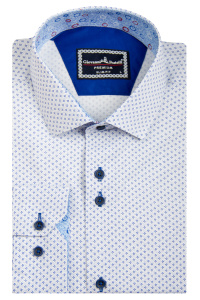 Фото Рубашка голубая в узор GIOVANNI FRATELLI артикул: 1404 Приталені