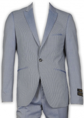Фото товара Костюм голубой пиджак в клетку брюки однотонные BROTHER & DIAO, артикул: 20971-1 костюм 3 зріст ( 164-178 )