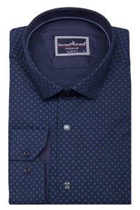 Фото Рубашка тёмно-синяя в узор GIOVANNI FRATELLI артикул: 1459-6 Приталені