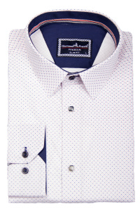 Фото товара Рубашка белая в цветной узор Giovanni Fratelli, артикул: 1403 Приталені