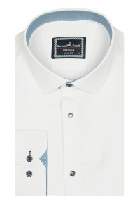 Фото товара Сорочка біла однотонна на кнопках  GIOVANNI FRATELLI, артикул: 3033-01 Приталені