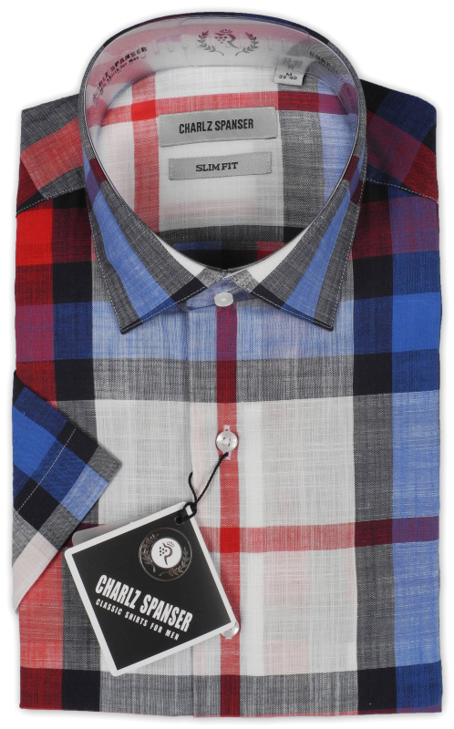 Фото товара Рубашка с коротким рукавомкрасная Charlz Spanser, артикул: 269011 Приталений крій