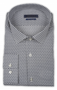 Фото Рубашка белая в темно-синий узор Romano Botta артикул: 2451049 Класичні 