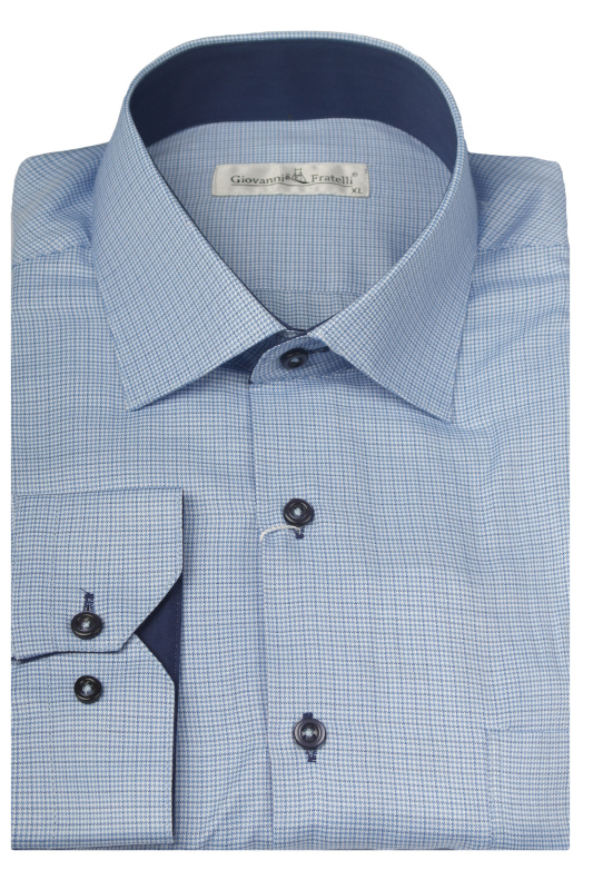 Фото товара Рубашка голубая в меленькую клетку Giovanni Fratelli, артикул: 0343-0200 Класичні 