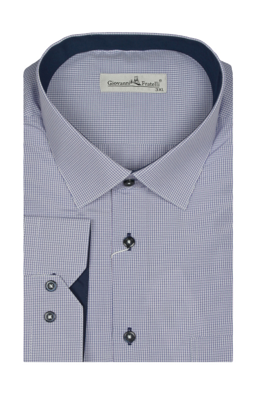 Фото товара Сорочка бузкова в дрібну клітинку  Giovanni Fratelli, артикул: 0343-65222 Класичні 