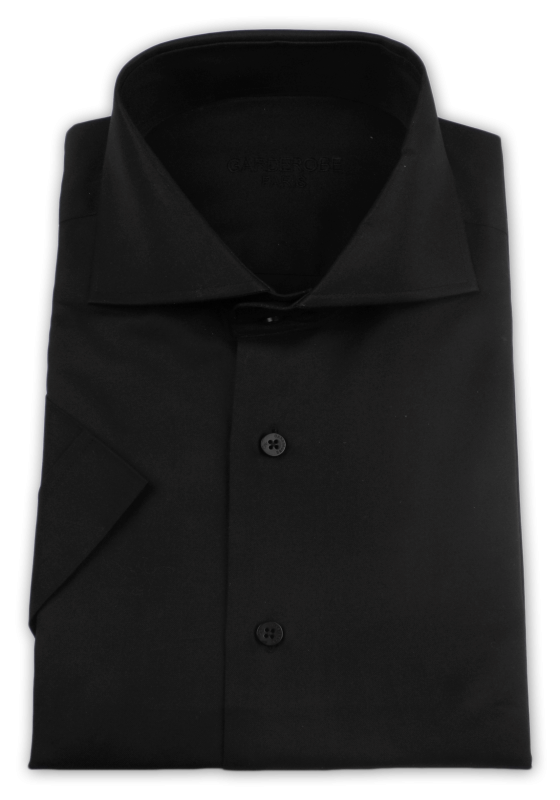 Фото товара Рубашка с коротким рукавом черная Garderobe, артикул: 261049 Приталений крій