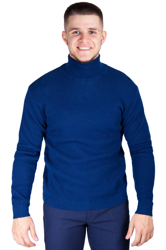 Фото товара Гольф синий текстурная вязка BICOLORE, артикул: 02-02 Светри , Кофти поло