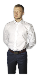 Фото товара Рубашка белая с серой отделкой DESOTTI ROSSI, артикул: 201-10 Приталені