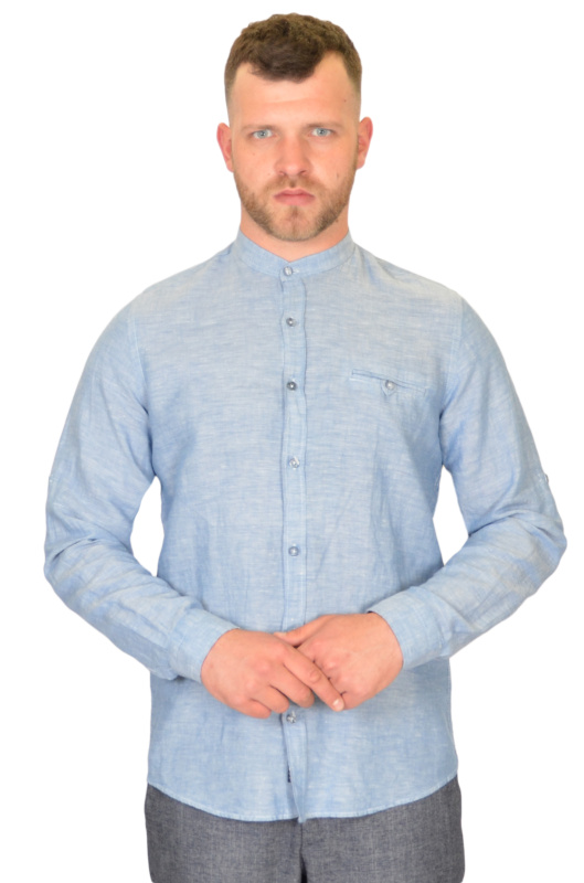 Фото товара Сорочка голуба  комір стійка SIGNORE 28254-1, артикул: 28254-1 Приталені