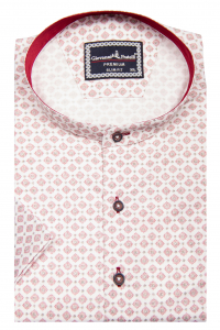 Фото Рубашка ворот стойка короткий рукав розовый узор артикул: 1327-4 Приталений крій