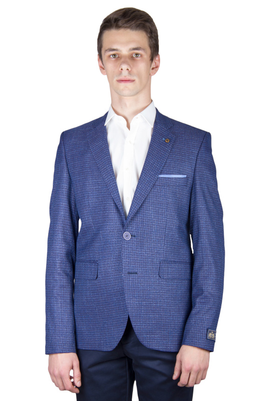 Фото товара Пиджак синий приталенный в текстурную клетку CARDOZO, артикул: 165859-3 Піджаки