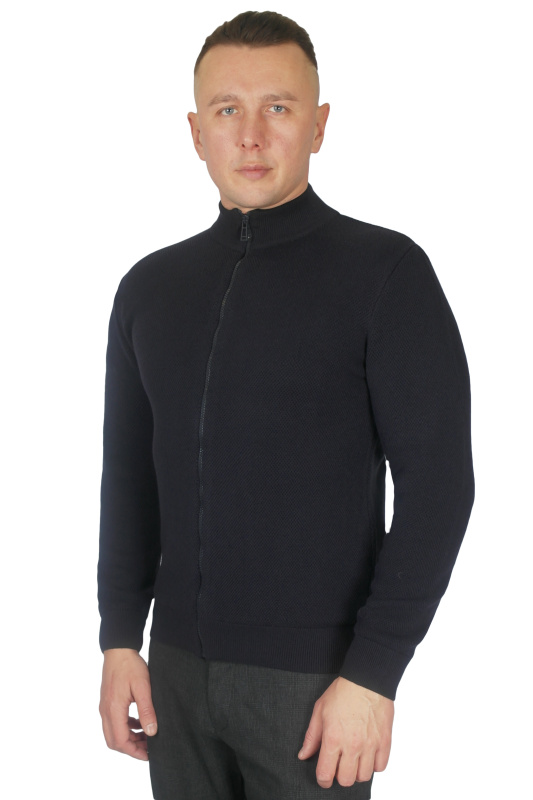 Фото товара Светр темно-синій на блискавці MCR, артикул: 11226 Светри , Кофти поло