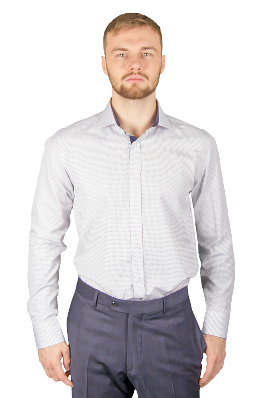 Фото товара Рубашка белая в синюю точку Fabio Divayo, артикул: 100-109 Приталені