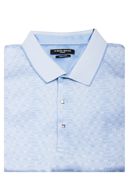 Фото товара Футболка-поло голубая в узор на кнопках WHITE HOUSE, артикул: 181908 Футболки та поло