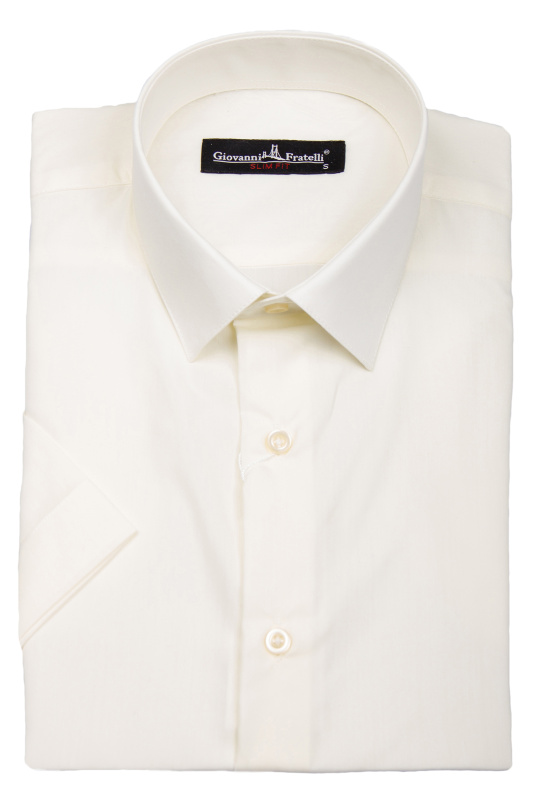 Фото товара Рубашка c коротким рукавом "айвори",  крой приталенный Giovanni Fratelli, артикул: 0408-200 Приталений крій