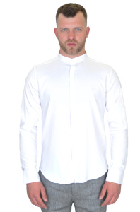 Фото товара Сорочка комір стійка біла BLACK STONE 3923-20, артикул: 3923-20 Приталені