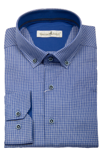 Фото товара Рубашка синяя голубая клетка Giovanni Frateli, артикул: 8027-4 Класичні 