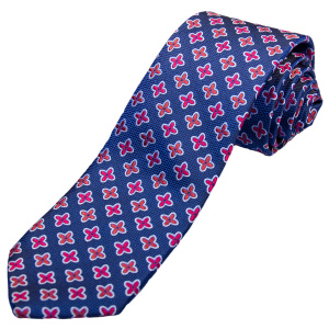 Фото товара Галстук синий в красный цветочек с платочком  FABIO DIVAYO, артикул: 18021 Краватки