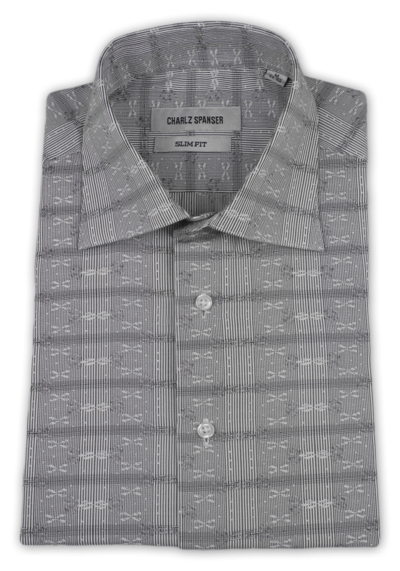 Фото товара Рубашка с коротким рукавом серая Charlz Spanser, артикул: 260988 Приталений крій