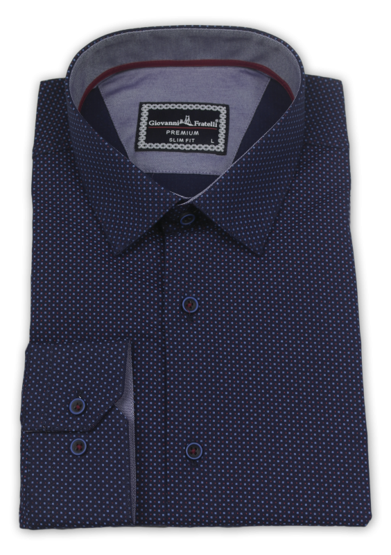 Фото товара Рубашка синяя голубой узор  Giovanni Frateli, артикул: 4077 Приталені