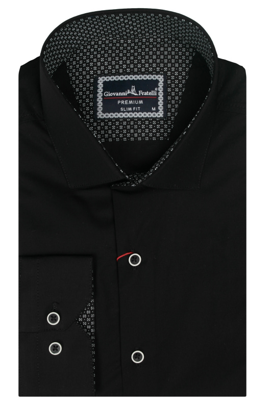 Фото товара Сорочка чорна на гудзиках Giovanni Fratelli, артикул: 1468-4 Приталені