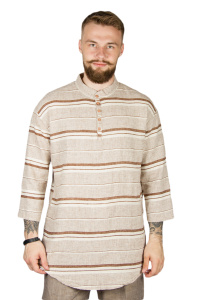 Фото Рубашка бежевая воротник стойка PRIMO EMPORIO артикул: 2269044 Приталені