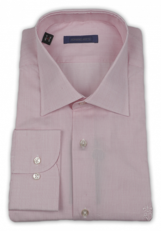 Фото Рубашка розовая в мелкую клетку Romano Botta артикул: 2422053 Класичні 