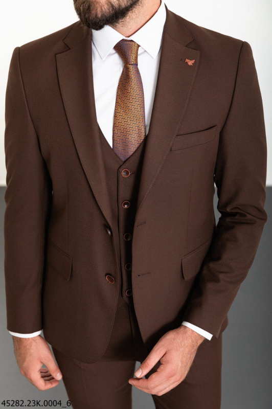 Фото товара Костюм трійка коричневий однотонний MCR 45282-1, артикул: 45282-1 костюм 3 зріст ( 164-178 )