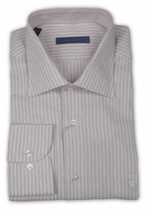 Фото Рубашка розовая в полосту и текстурный тканевый узор Romano Botta артикул: 2422050-1 Класичні 