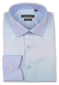Фото товара Рубашка голубая Charlz Spanser, артикул: 9099 Приталені