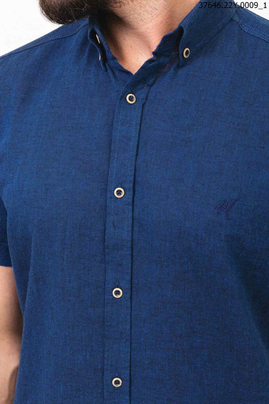 Фото товара Сорочка з кооотким рукавом синя MCR 37646, артикул: 37646 Приталений крій