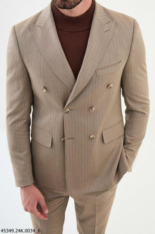 Фото товара Костюм двобортний світло-бежевий MCR, артикул: 45349 костюм 3 зріст ( 164-178 )