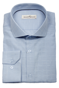 Фото товара Рубашка голубая тканевая клетка Giovanni Frateli, артикул: 0342 Класичні 