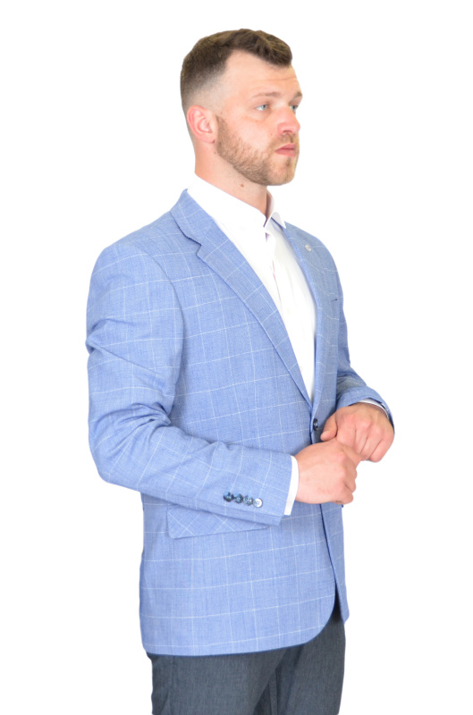 Фото товара Піджак блакитний в білу клітинку TONY CASSANO 1063, артикул: 1063 Піджаки