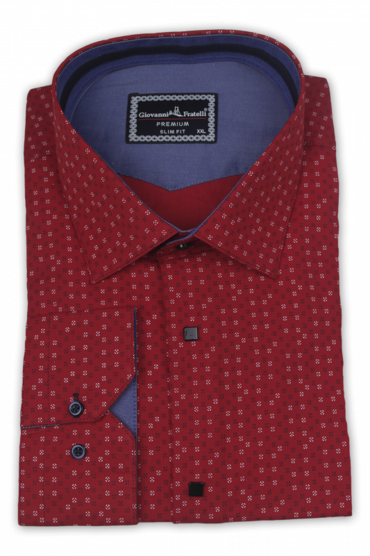 Фото Рубашка красная в узор Giovanni Fratelli артикул: 5009-3 Приталені
