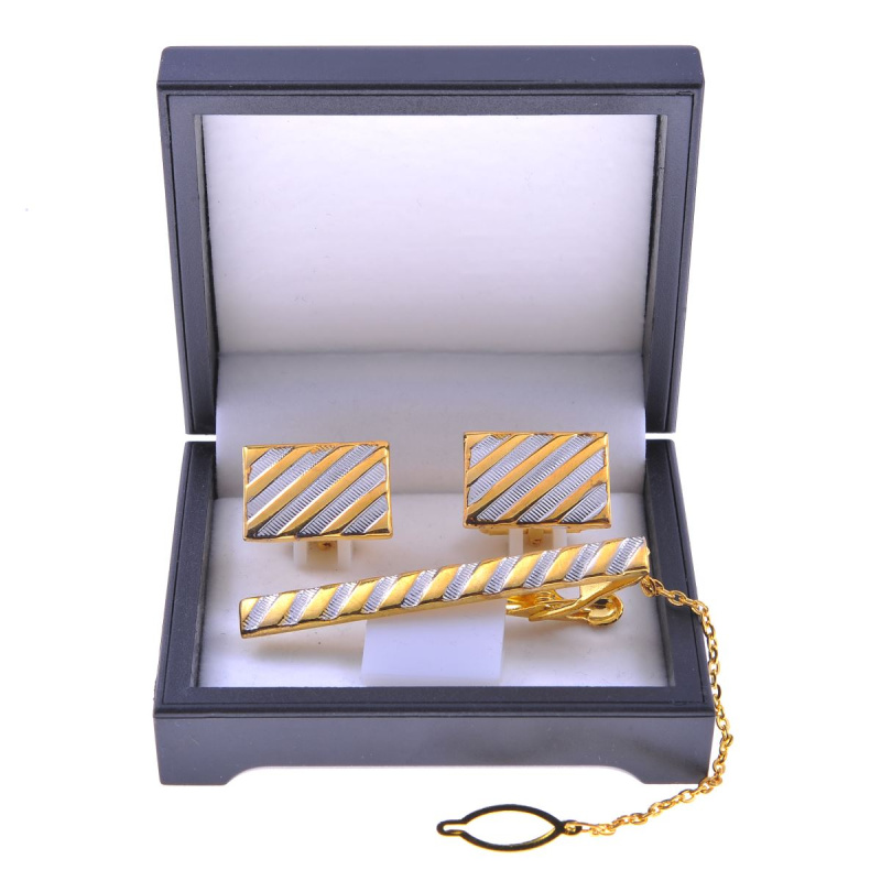 Фото товара Набор запонки и зажим, артикул: 61126 Запонки та зажими